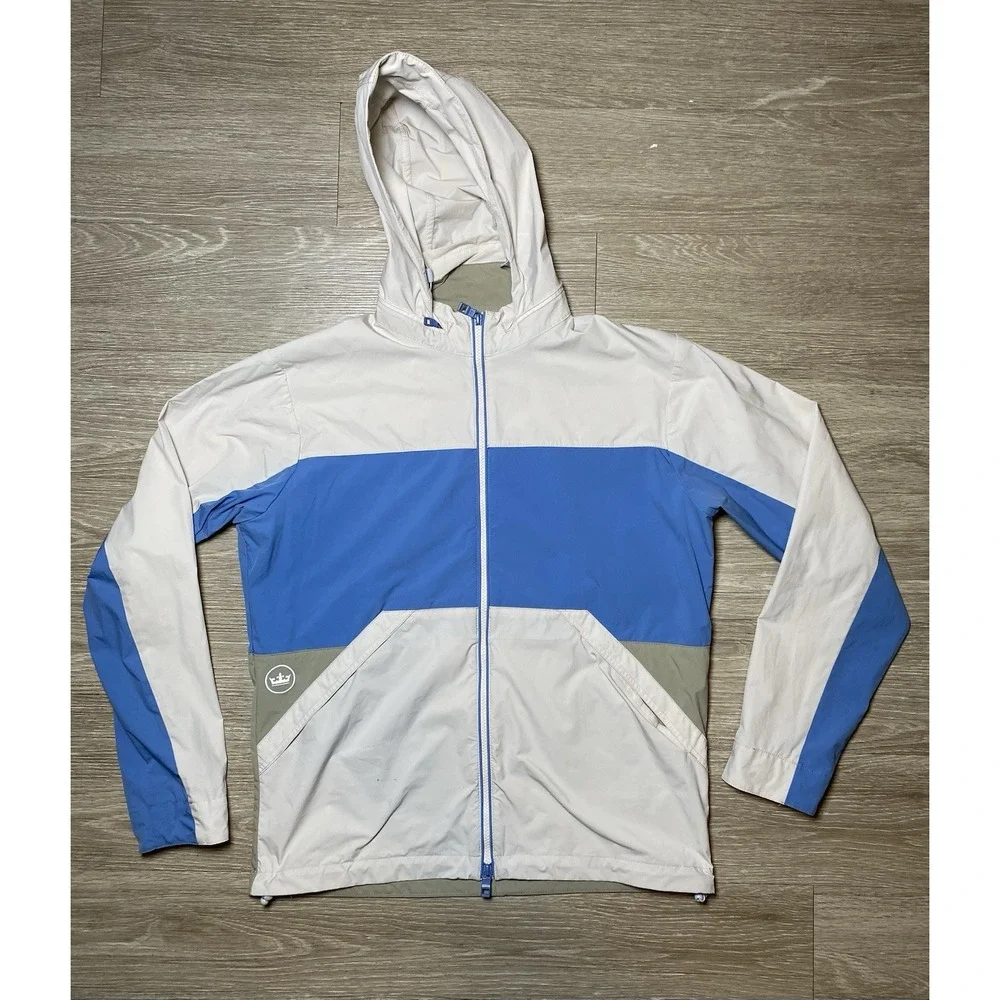 Men Size MEDIUM Peter Millar Crown Sailing Hooded Color-block Windbreaker Jacket